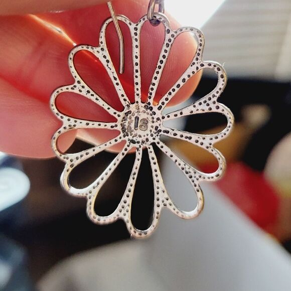 Lia Sophia  Silver Tone with Pearl Floral Earrings - Picture 7 of 7